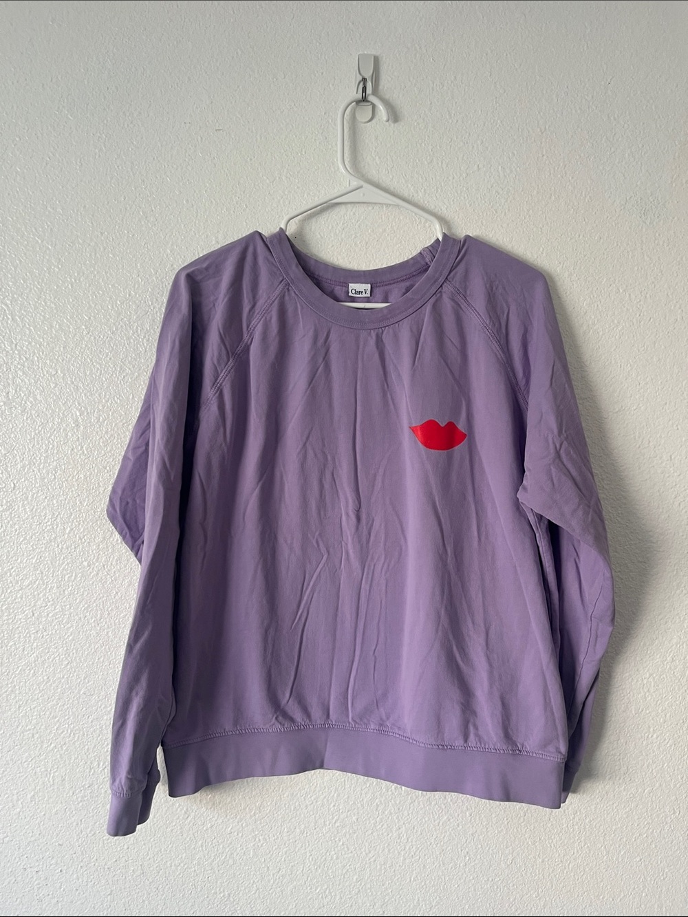 Clare V Violet Purple Lips Sweatshirt Size large